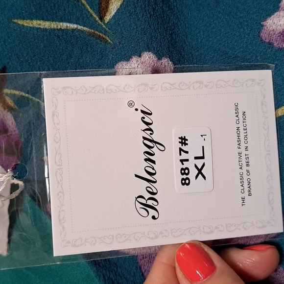 Belongsci Blue Floral Bell Sleeve Lined Dress. Size XL NWT - Picture 7 of 9